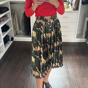 J Crew Colorful Pleated Skirt with Animal Print 2 NWT